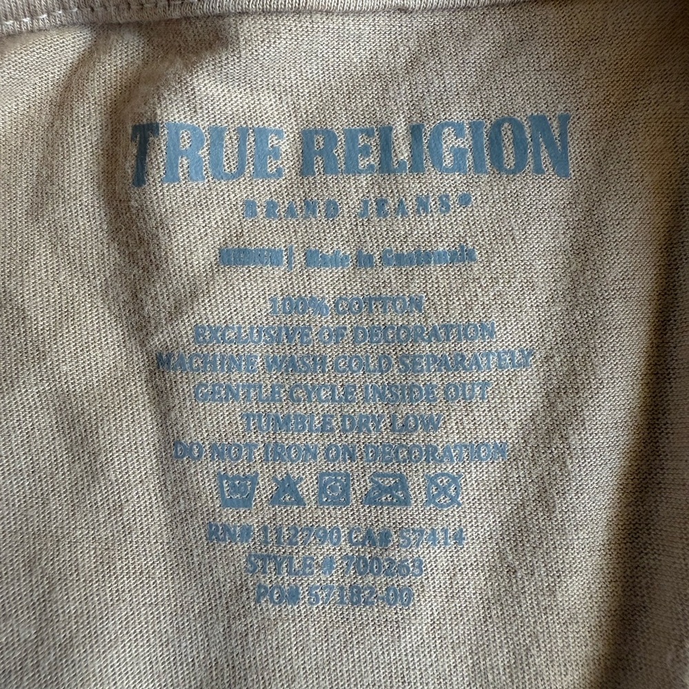 True Religion Men's Dimentional Logo T-Shirt-BEIG-NWT Size M - Picture 4 of 9